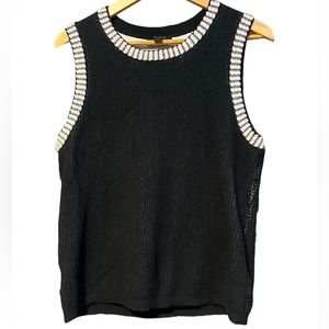 Ann Taylor Cotton Vest Black with White trim